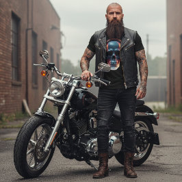 Camiseta Neon Echo: Synthwave Gamer Skull Graphic