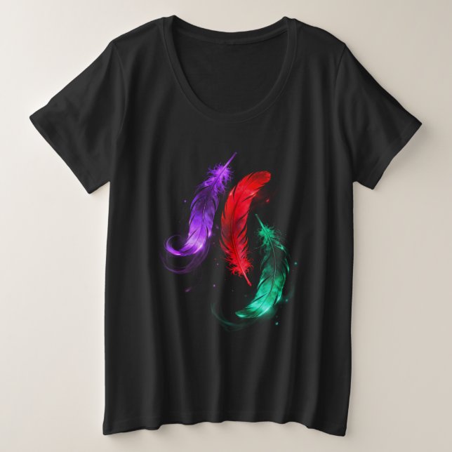 Camiseta Neon Feather Glow Plus Size (Frente do Design)