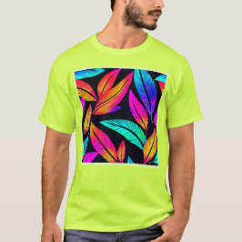 Camiseta Neon Feather Pattern Vibrant Art