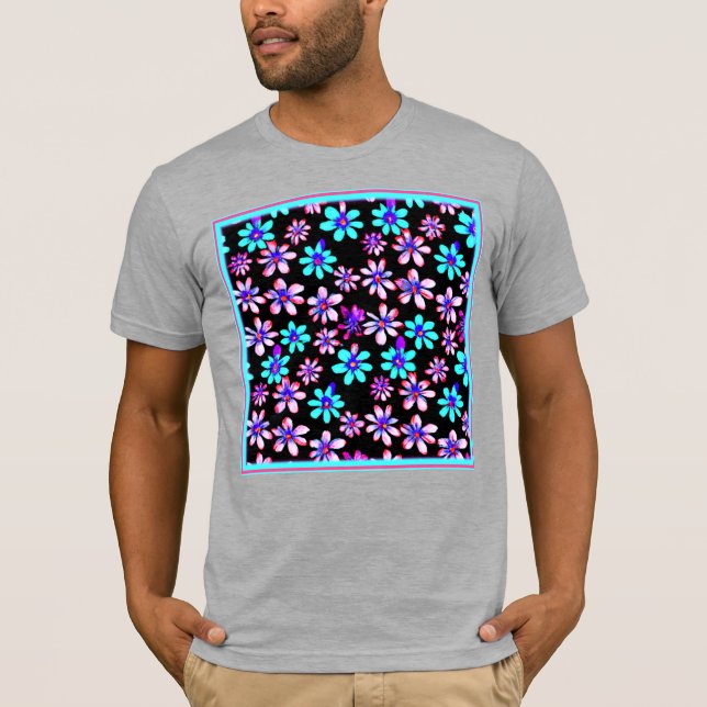Camiseta Neon Flowers Padrões. Comprar Agora (Frente)