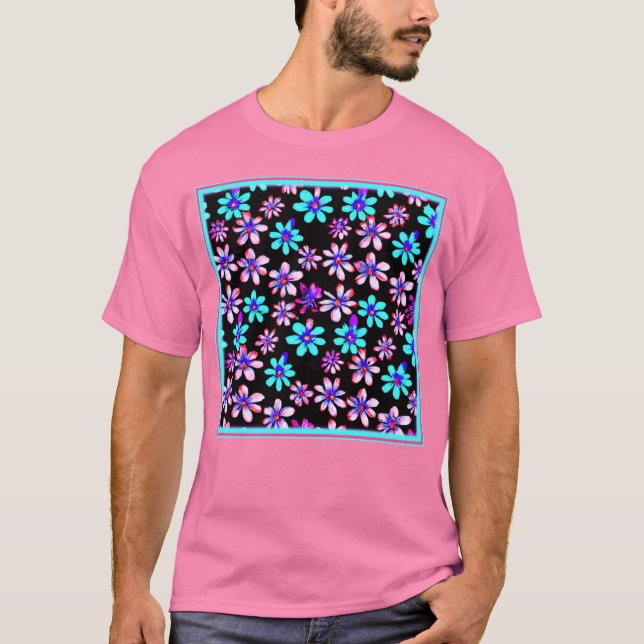 Camiseta Neon Flowers Padrões. Comprar Agora (Frente)