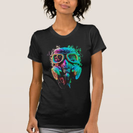 Camiseta Neon Gas Mask: Vibrant Chaos Art