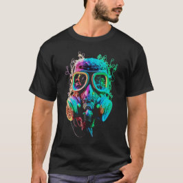 Camiseta Neon Gas Mask: Vibrant Chaos Art