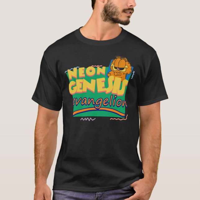 Camiseta Neon Genesis Evangelion Conhece Garfield E Amigos (Frente)