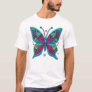 Camiseta Neon Geo Butterfly Iron On Patch Art