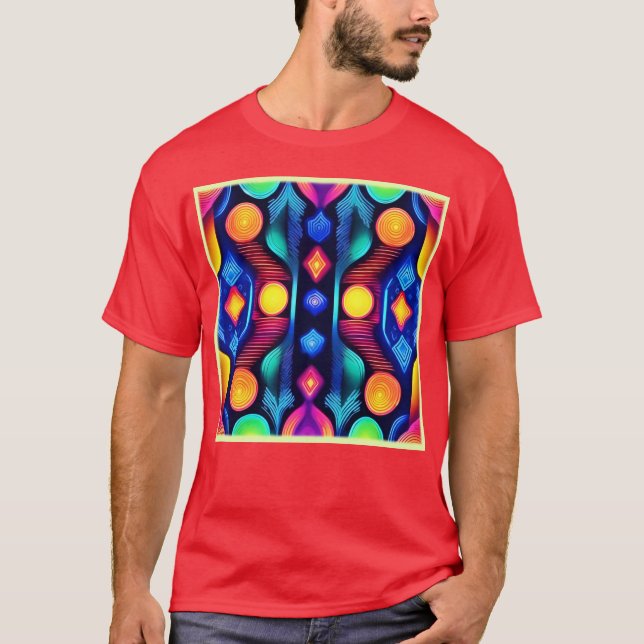 Camiseta Neon Geométrico Mandala Art (Frente)