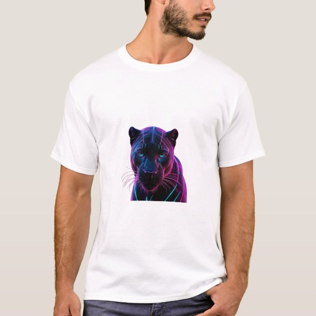 Camiseta Neon Geométrico Panther - Futurística Gl Holográfi (Frente)