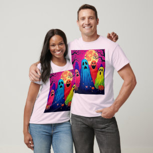 Camiseta Neon Ghosts Halloween Party Design
