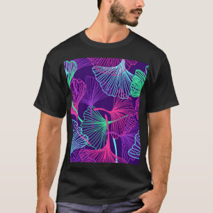 Camiseta Neon Gingko Leaves: Floral Brilhante.