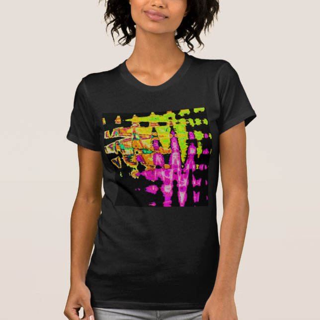 Camiseta Neon Glitch Abstrato Art Impressão (Frente)