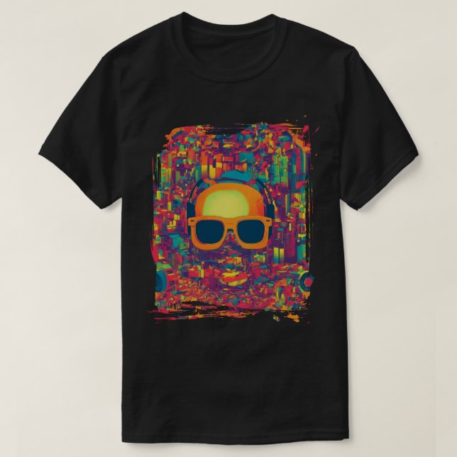 Camiseta "Neon Glitch Vibes" Abstract Art T-Shirt –  (Frente do Design)