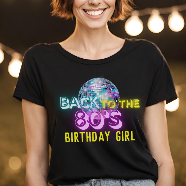 Camiseta Neon Glow Disco Ball Back to the 80s Retro Party (Criador carregado)