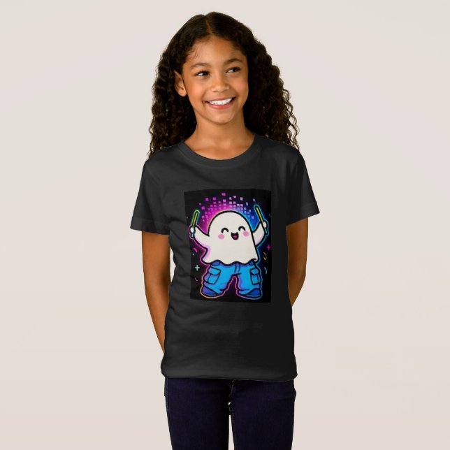 Camiseta Neon Glow Ghost Kids Costume (Frente Completa)