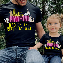 Camiseta Neon Glow Pink Vamos Pawt Cute Cats Birday Girl
