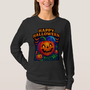 Camiseta Neon Glow Pumpkin "Happy Halloween"