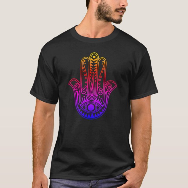 Camiseta Néon gradiente de Mens Hamsa e T-Shirt mau (Frente)