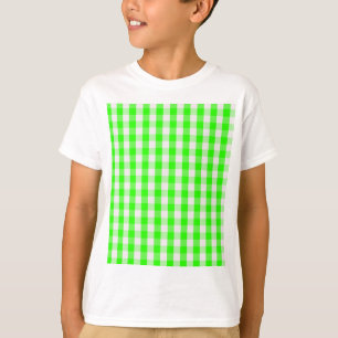 Camiseta Neon Green Gingham Patterno de Shirley Taylor