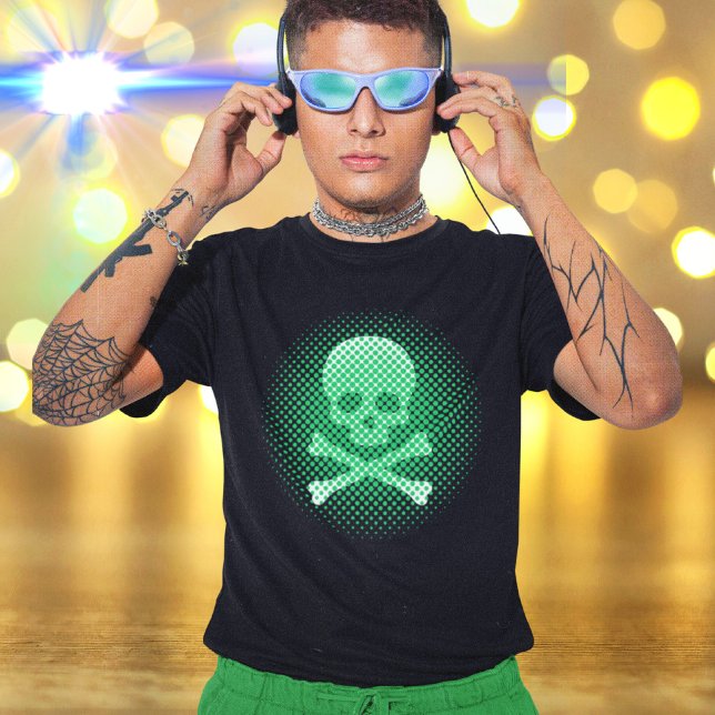 Camiseta Neon Green Skull e Crossbones Jogos Legal (Criador carregado)