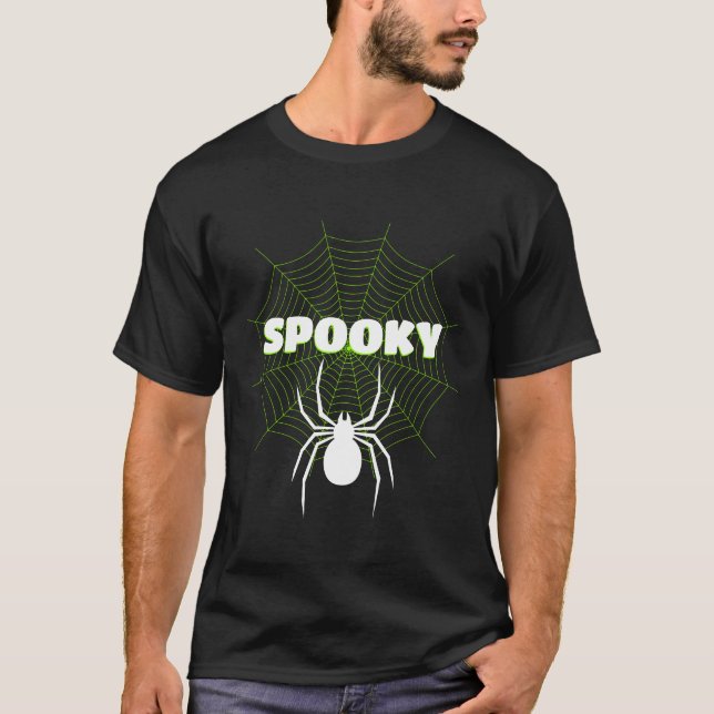 Camiseta Neon green spider web White Halloween Spooky (Frente)