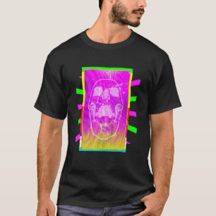 Camiseta Néon Gritar Vaporwave Retro Skull Indie Aestético