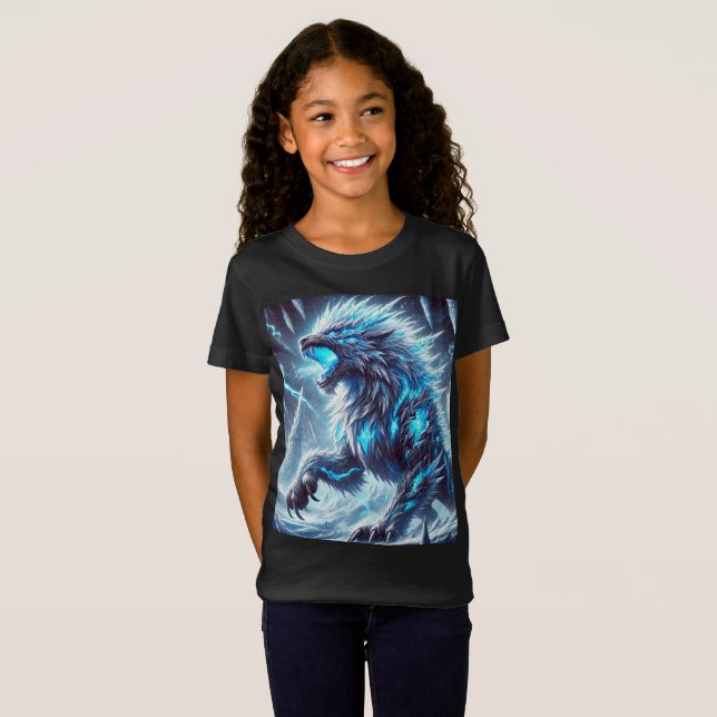 Camiseta Neon Ice Dragon-Wolf Tee T-Shirt Design. (Frente Completa)