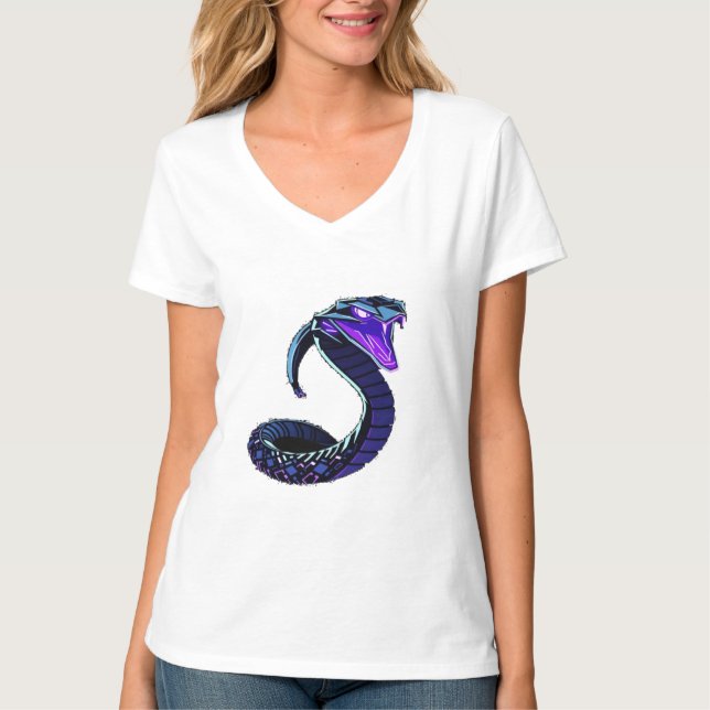 Camiseta Neon-Kobra – Wächter des digitalen Dschungels (Frente)