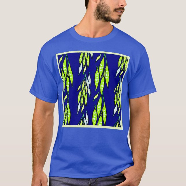 Camiseta Neon Leaf Branch Pattern (Frente)