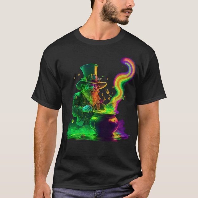 Camiseta Neon Leprechaun Rainbow (Frente)