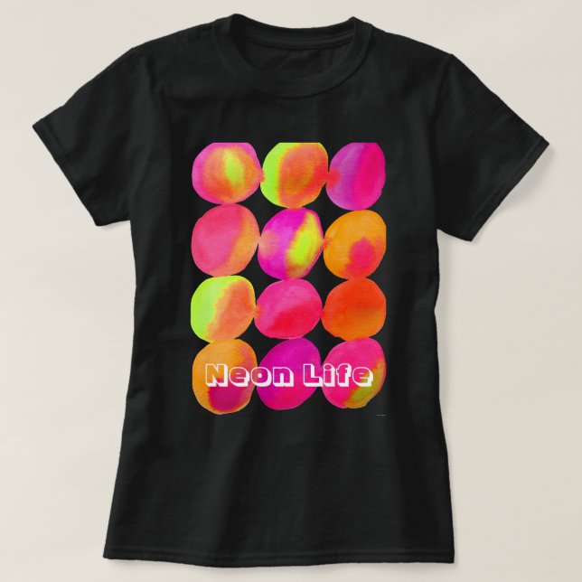 Camiseta Neon Life Colour spots pop art (Frente do Design)