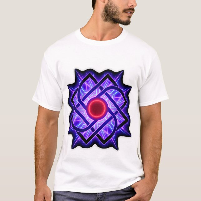 Camiseta Neon Mandala – Brilho Roxo (Frente)