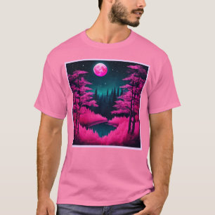 Camiseta Neon Moonlit Forest Fantasy Art