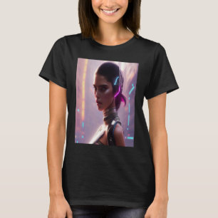 Camiseta Neon Multicolor Vibrant Mulher com Olhos Glam Azul