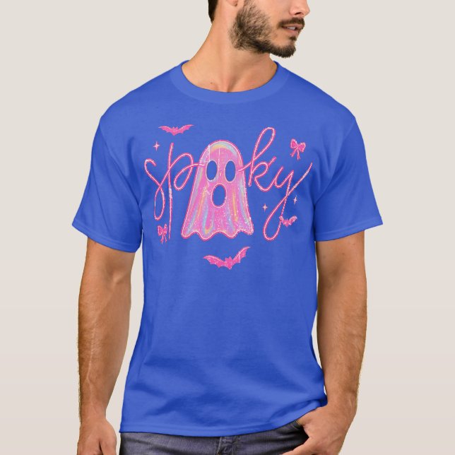 Camiseta Neon Neon Spooky, Fantasma Rosa, Bonito (Frente)