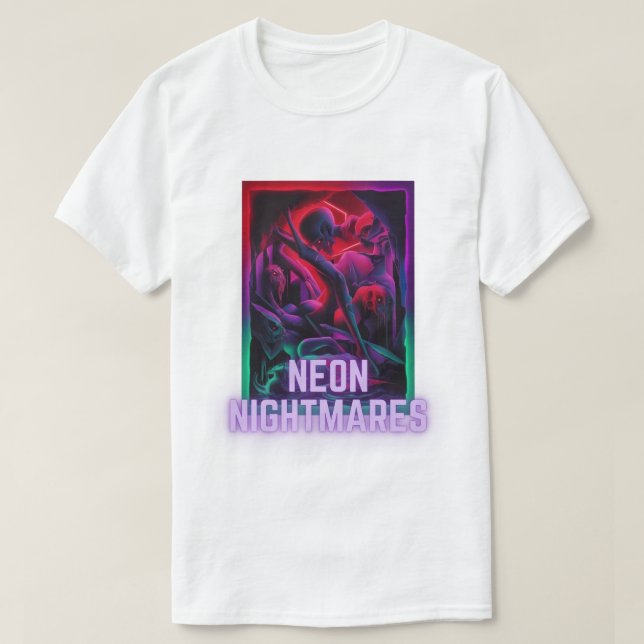 Camiseta Neon Nightmares - Sonhe escuro (Frente do Design)
