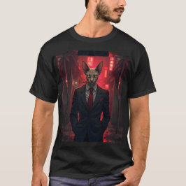 Camiseta Neon Noir Sphynx Cat in Mafia Style