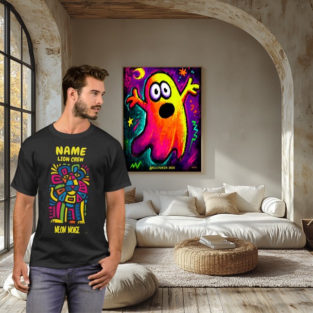 Camiseta Neon Noise Lion - Abstrato Geométrico Tribal (Criador carregado)