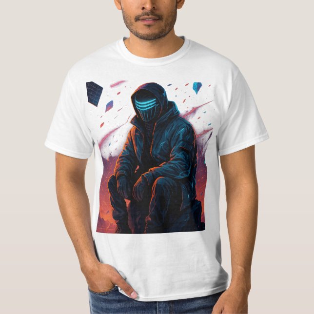 Camiseta Neon Nomad - Cyber Desert Wanderer (Frente)