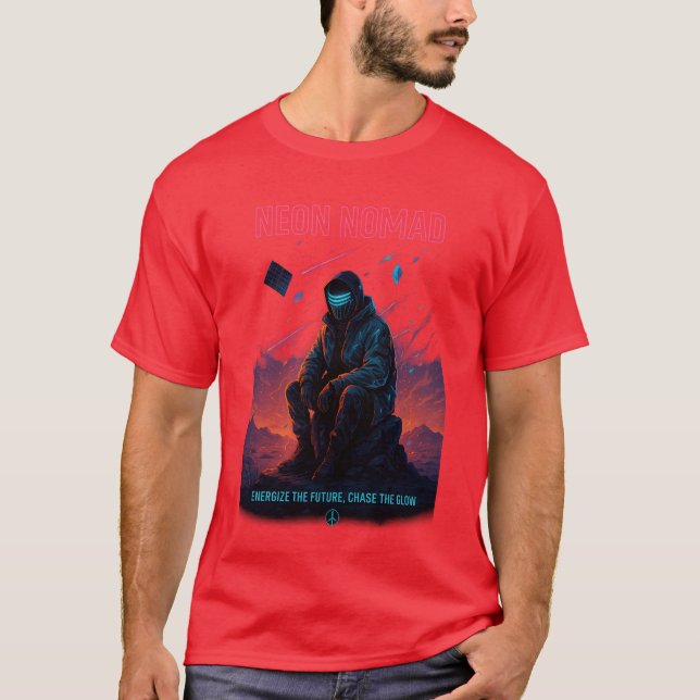 Camiseta Neon Nomad - Cyber Desert Wanderer (Frente)