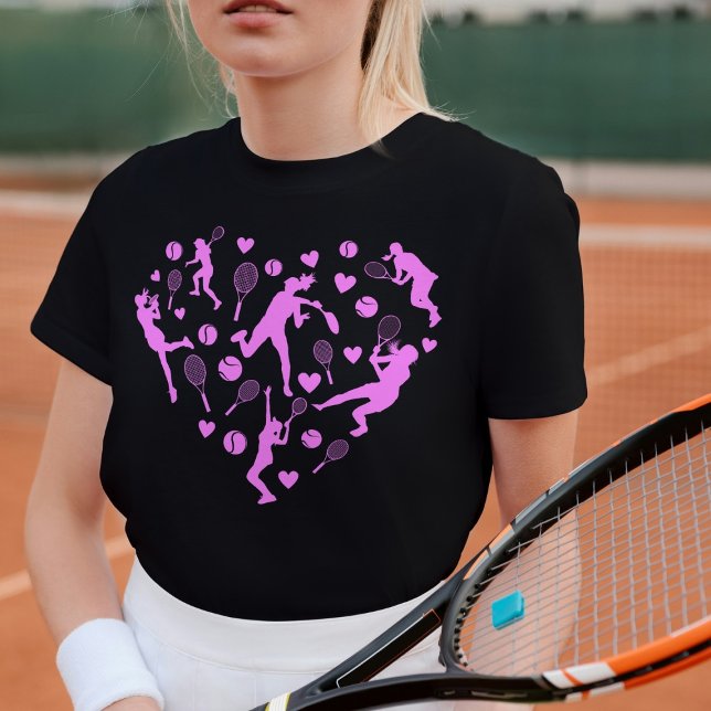 Camiseta Neon Pastel Pink Tennis Lover Heart Graphic  (Criador carregado)