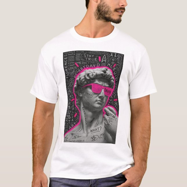 Camiseta Neon Pink David Statuesque Graphic T-Shirt (Frente)