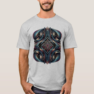 Camiseta Neon Pinstripe Fusão Geométrica