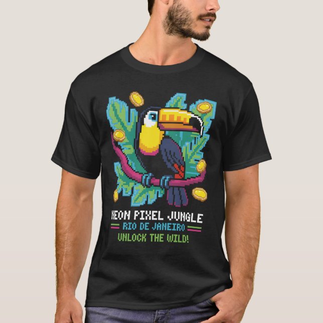 Camiseta Neon Pixel Jungle (Frente)