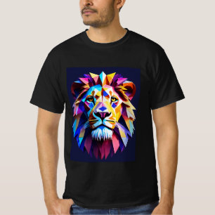 Camiseta Neon Pride: Uma design majestosa da cabeça do leão