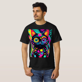 Camiseta ✨ Neon Psychedelic Cat – Pop Art Design 🎨🐱