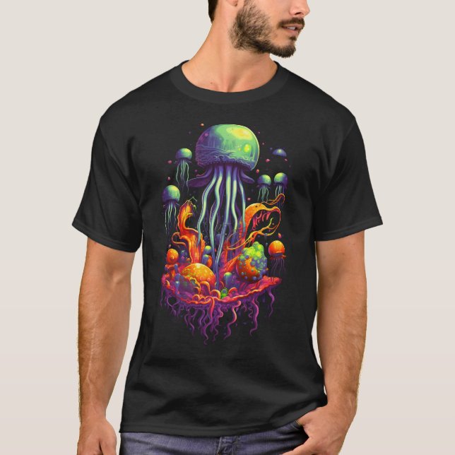 Camiseta Neon Psychedelic, de águas-vivas: Fantasias Galáti (Frente)