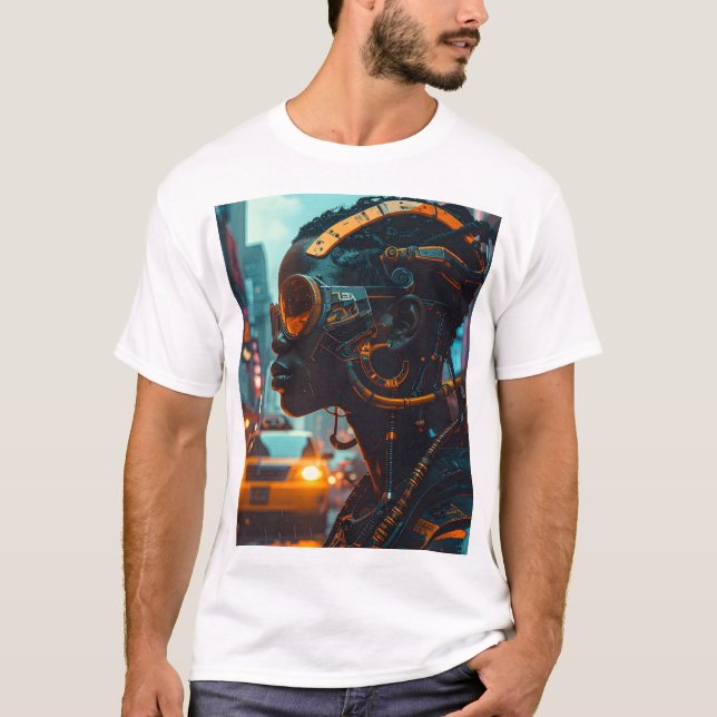 Camiseta Neon Pulse: Sentinela Cibernética (Frente)
