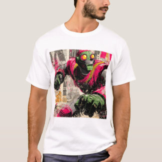 Camiseta Neon Punchbot — Graffiti Newspaper Collage Action 