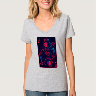 Camiseta Neon Queen of Hearts — Onda Síntron Retro-Futurist