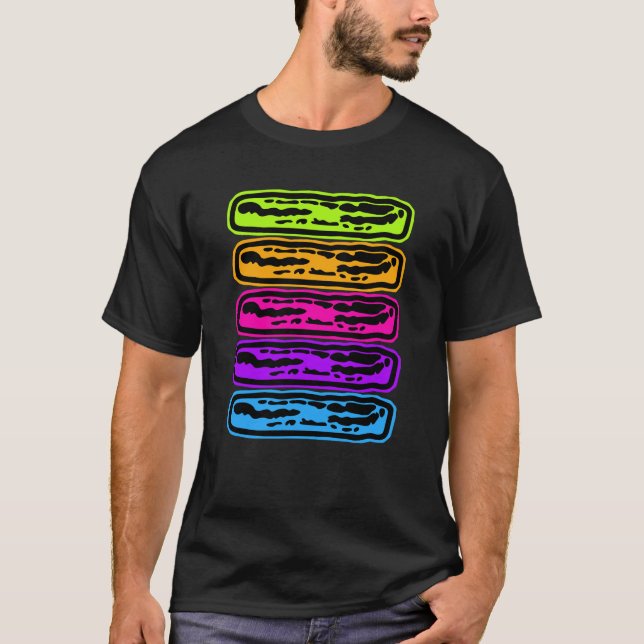 Camiseta Neon Rainbow Bacon Lover (Frente)