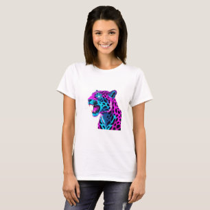 Camiseta Neon Retro Jaguar - Vibrante Synthwave 80s Animal 